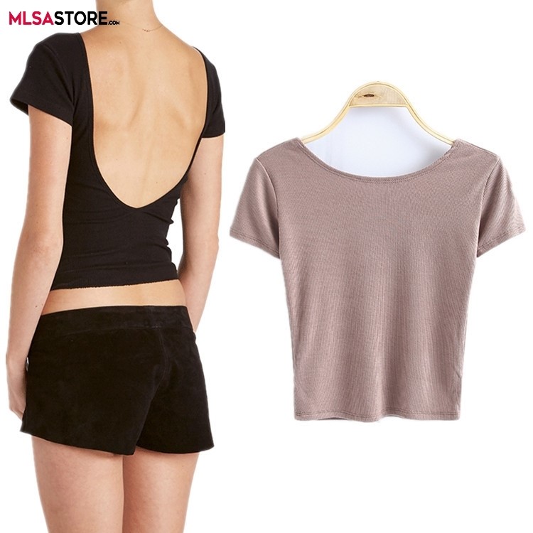 2024 Brand New Spring and Summer Women's T Shirt Off-back Tight Slimshort Short-sleeved T-shirt for Female Tops Tshirt